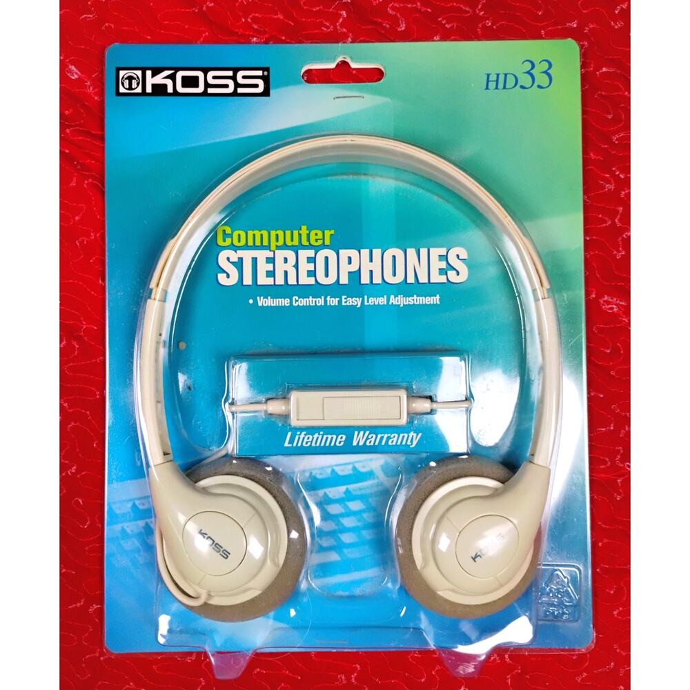 Vintage Koss HD33 Computer Stereophones New Factory Sealed Original Packaging